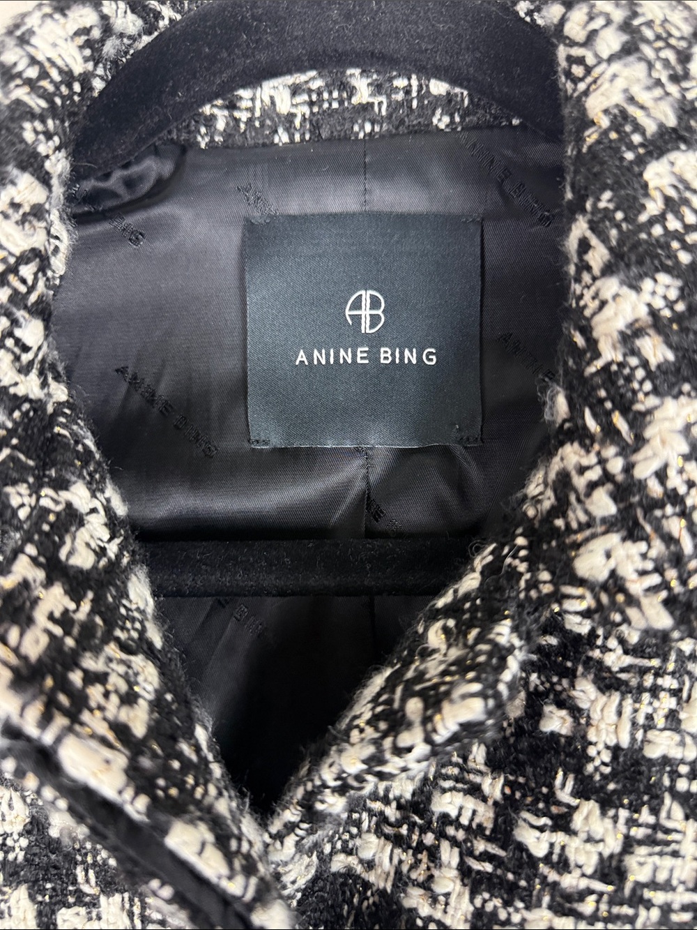 Anine Bing Adriana Jacket Black and White Tweed - Picture 4 of 8